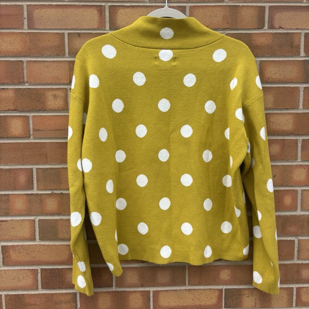 MAEVE by Anthropologie Carys Mock Neck Sweater Small White Green Polka Dot - Picture 6 of 11